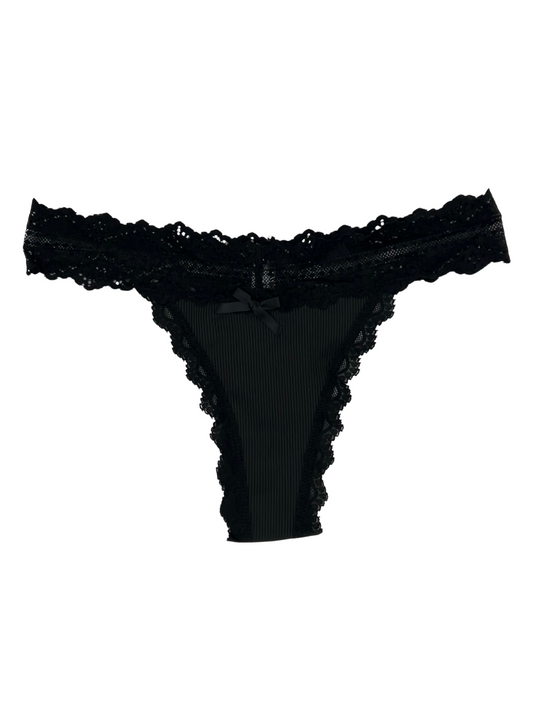 Lace Waistband Ruffles V Thong