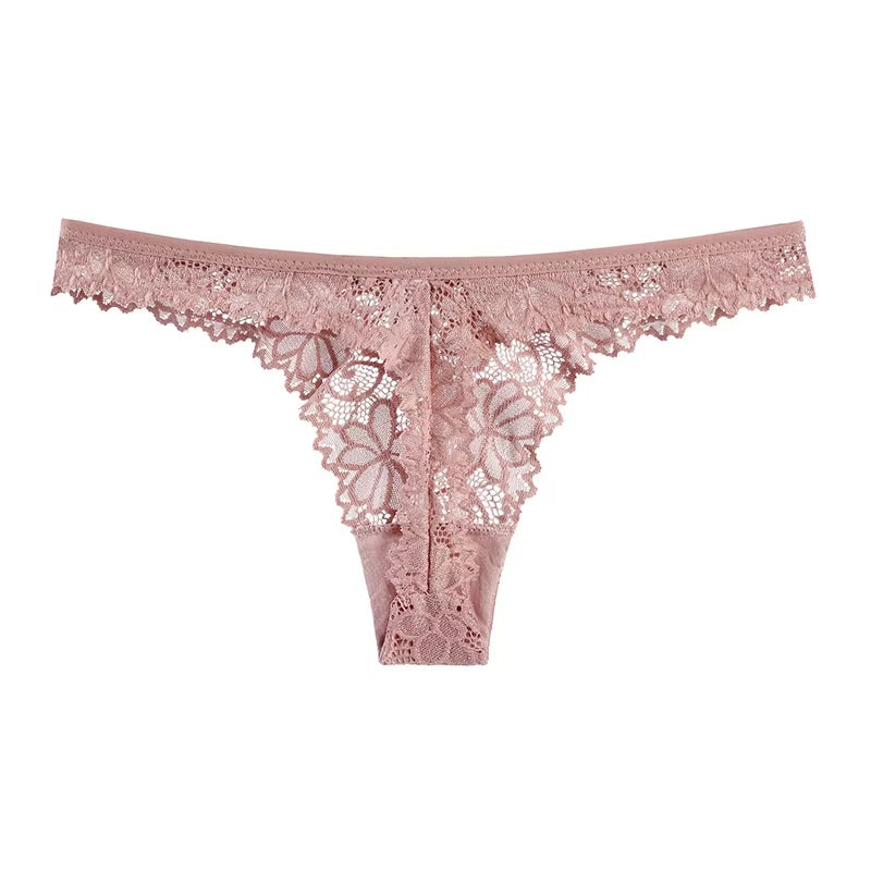 Floral Embroidery Lace Thong