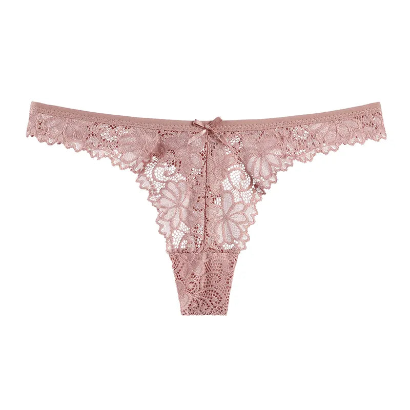 Floral Embroidery Lace Thong