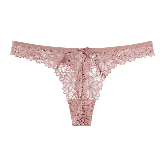 Floral Embroidery Lace Thong